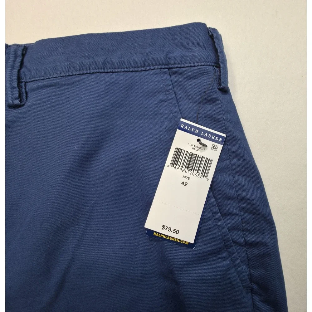 New Polo‎ Ralph Lauren Shorts Mens 42 Blue Stretch Cotton Twill Flat Front